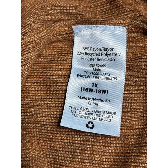 Terra & Sky Women's Plus Size Printed Open Cardigan Womens 1X Camo Coffee Zebra - Picture 5 of 8